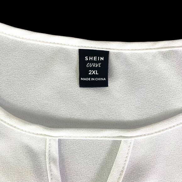 Shein Curve Womens White Top Pullover Short Ruffle Sleeve Blouse Plus Size 2XL - Picture 5 of 10